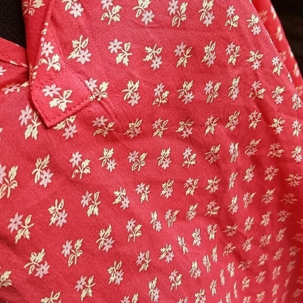 Women's Gap Coral Red Blouse Sz M Floral Lightweight - Picture 2 of 8